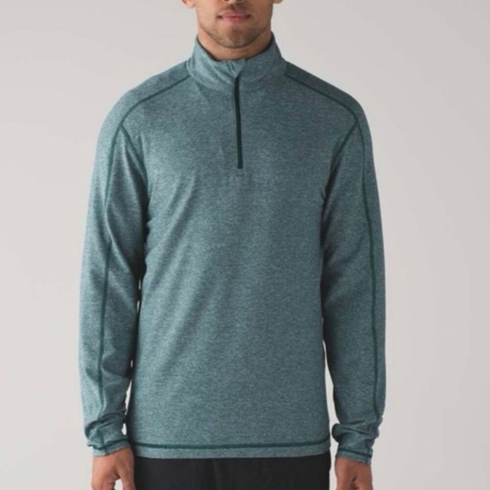 lululemon athletica Men's Teal Heather Half-Zip Performance Pullover